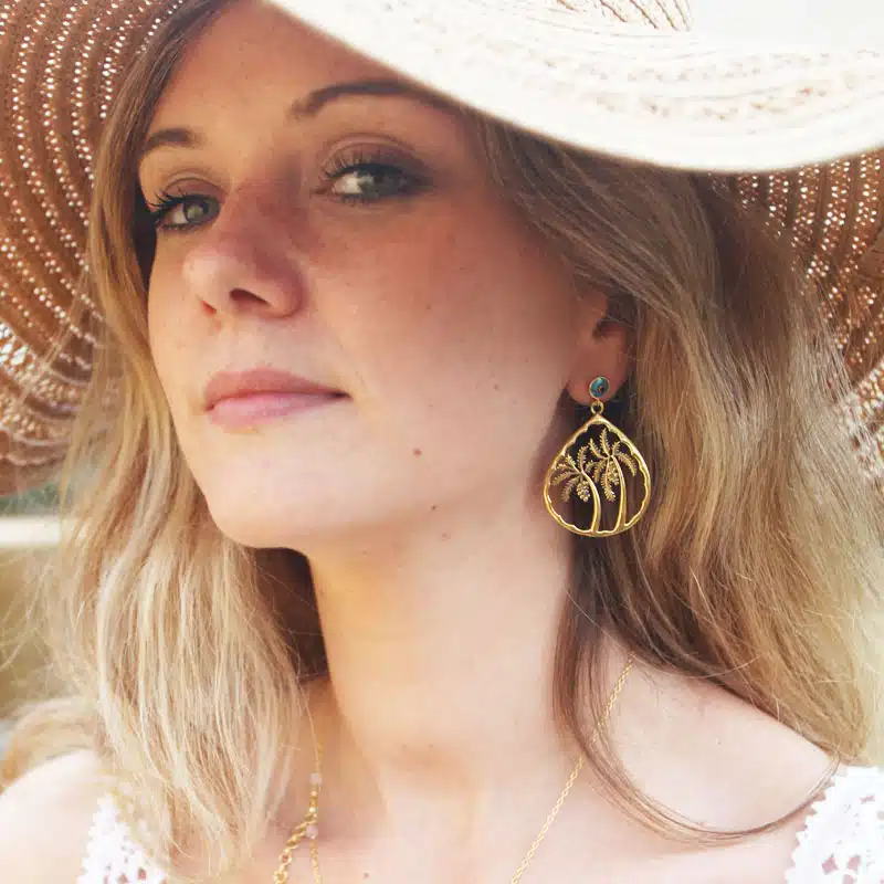 Boucles d'Oreilles en Argent 925 Palmiers en Laiton – Image 2