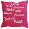 Coussin personnalisable avec un graphisme prénom rose