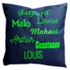 Coussin personnalisable avec un graphisme prénom bleu marine