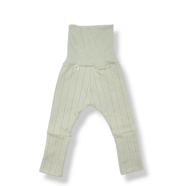 legging évolutif pour bébé et enfant en french terry vert mercure avec des rayures