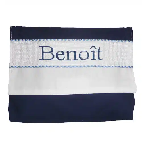 Petite trousse de toilette personnalisable, brodée main bleu marine