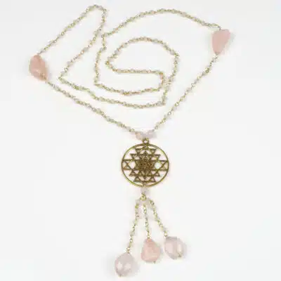 Sautoir Quartz Rose Sri Yantra