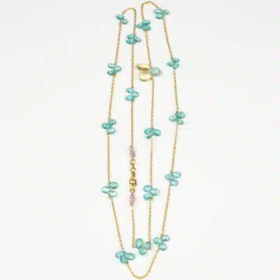 Sautoir Argent Or Topaze La Vie en Bleu Création n°3