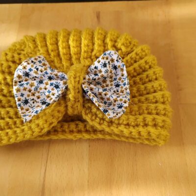 Turban laine fait main pour naissance bébé