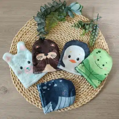 Gant de toilette enfant animaux marins