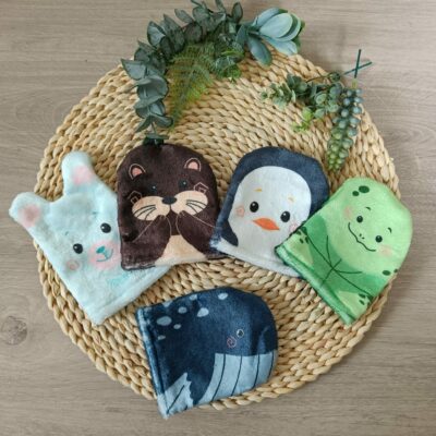 Gant de toilette enfant animaux marins
