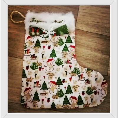 Chaussette de Noël brodée
