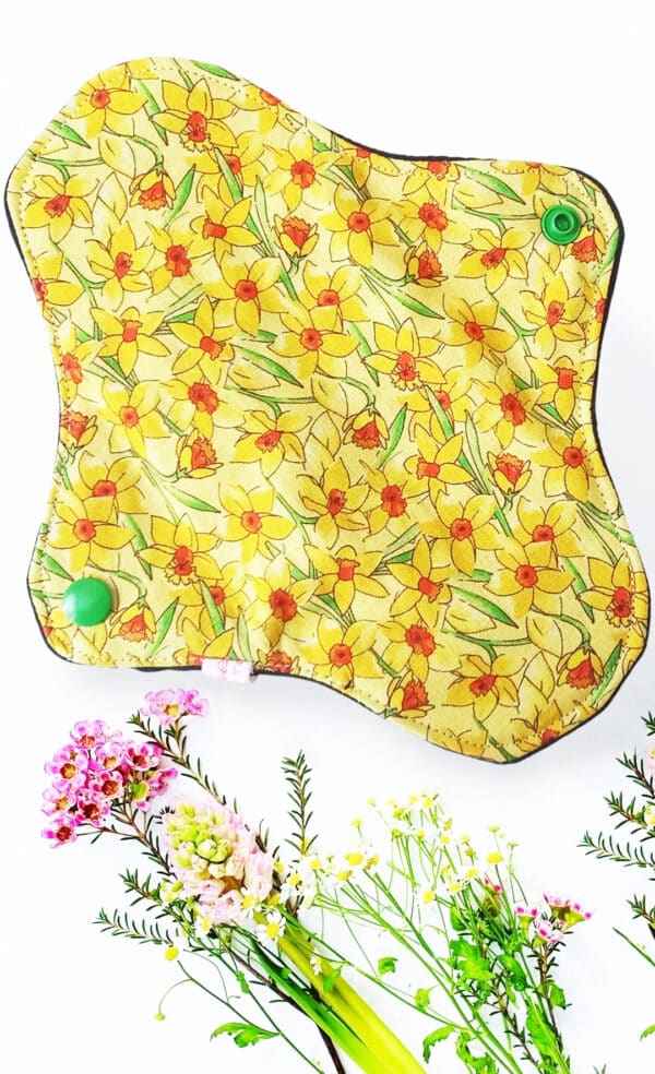 Serviette hygiénique lavable flux normaux - JONQUILLES (S) - Zéro déchet - shl - serviette périodique