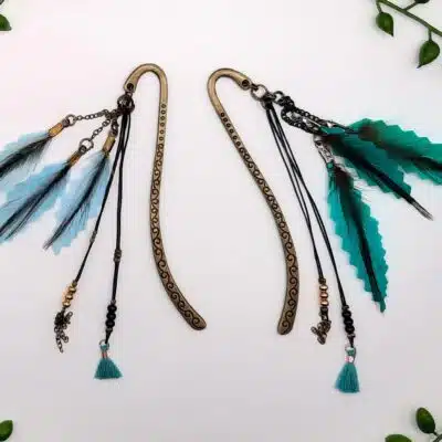 Marque-pages "Plumes au Vent" et pompons