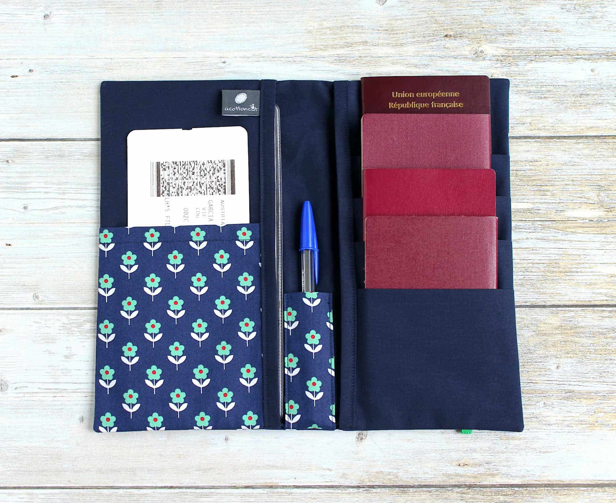 Porte document billet avion personnailsé et passeport de voyage