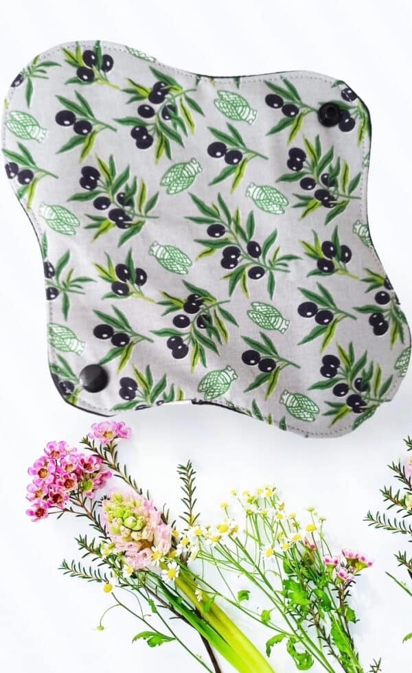 Serviette hygiénique lavable flux normaux - OLIVES (S) - Zéro déchet - shl - serviette périodique