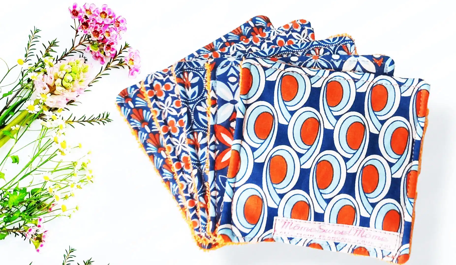 Grandes lingettes lavables VINTAGE (lot de 5) - Lingettes hygiéniques lavables et réutilisables - Papier hygiénique lavable et réutilisable