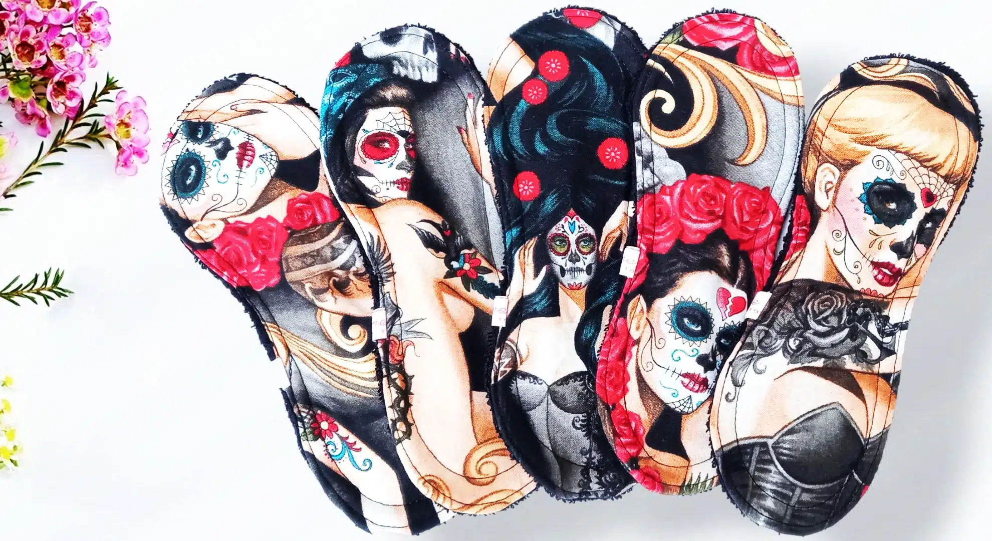 Pack 5 serviettes hygiéniques lavables sans ailettes LAS ELEGANTES CATRINA (S/ Flux normaux jour et nuit) - zéro déchet - serviettes menstruelles lavables - serviettes menstruelles lavables - Zéro déchet - shl - serviettes périodiques