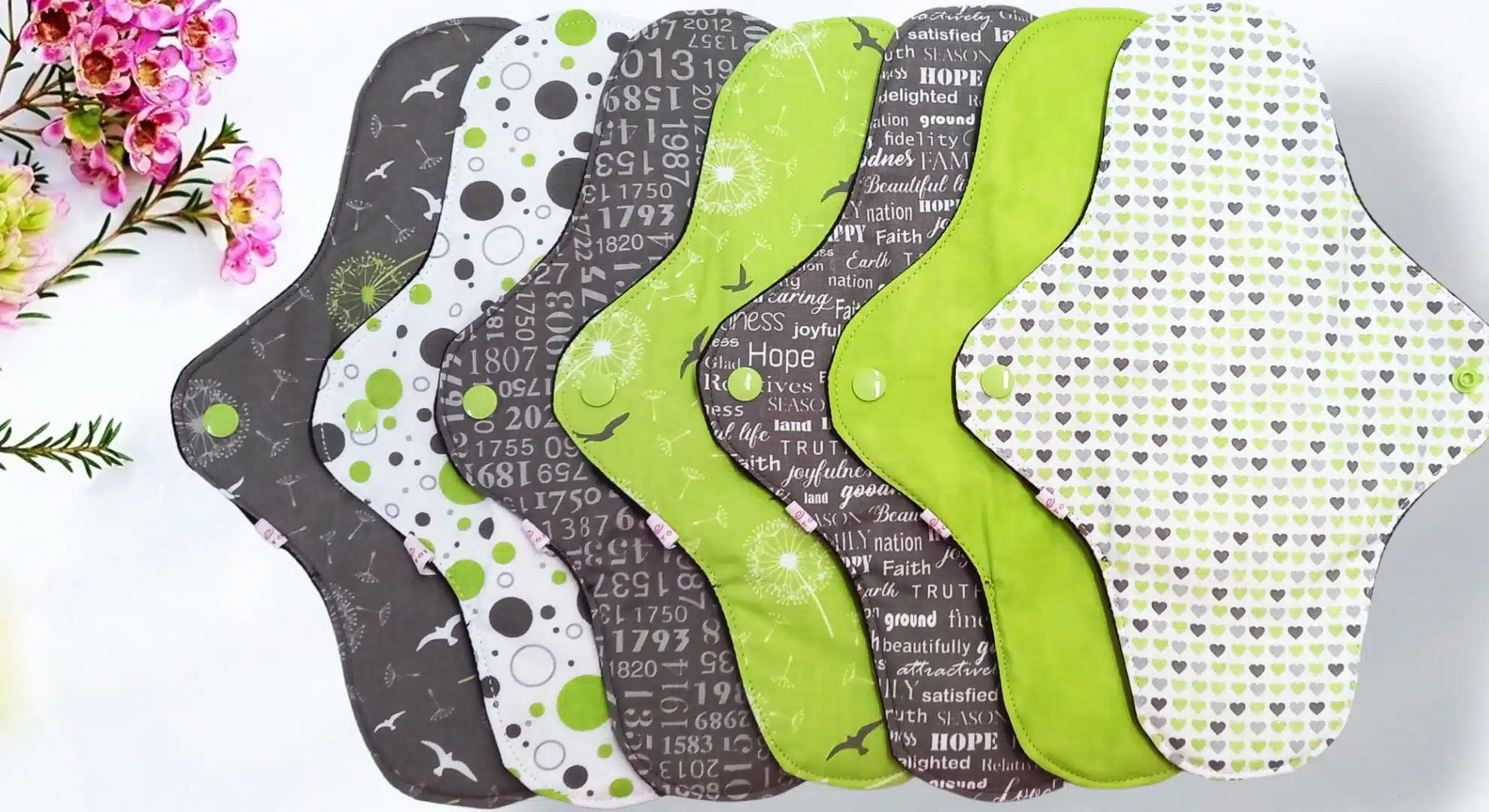 Pack 7 serviettes hygiéniques lavables PISSENLIT (xl / nuit et flux abondants) - serviettes menstruelles lavables - Zéro déchet - shl - serviettes périodiques