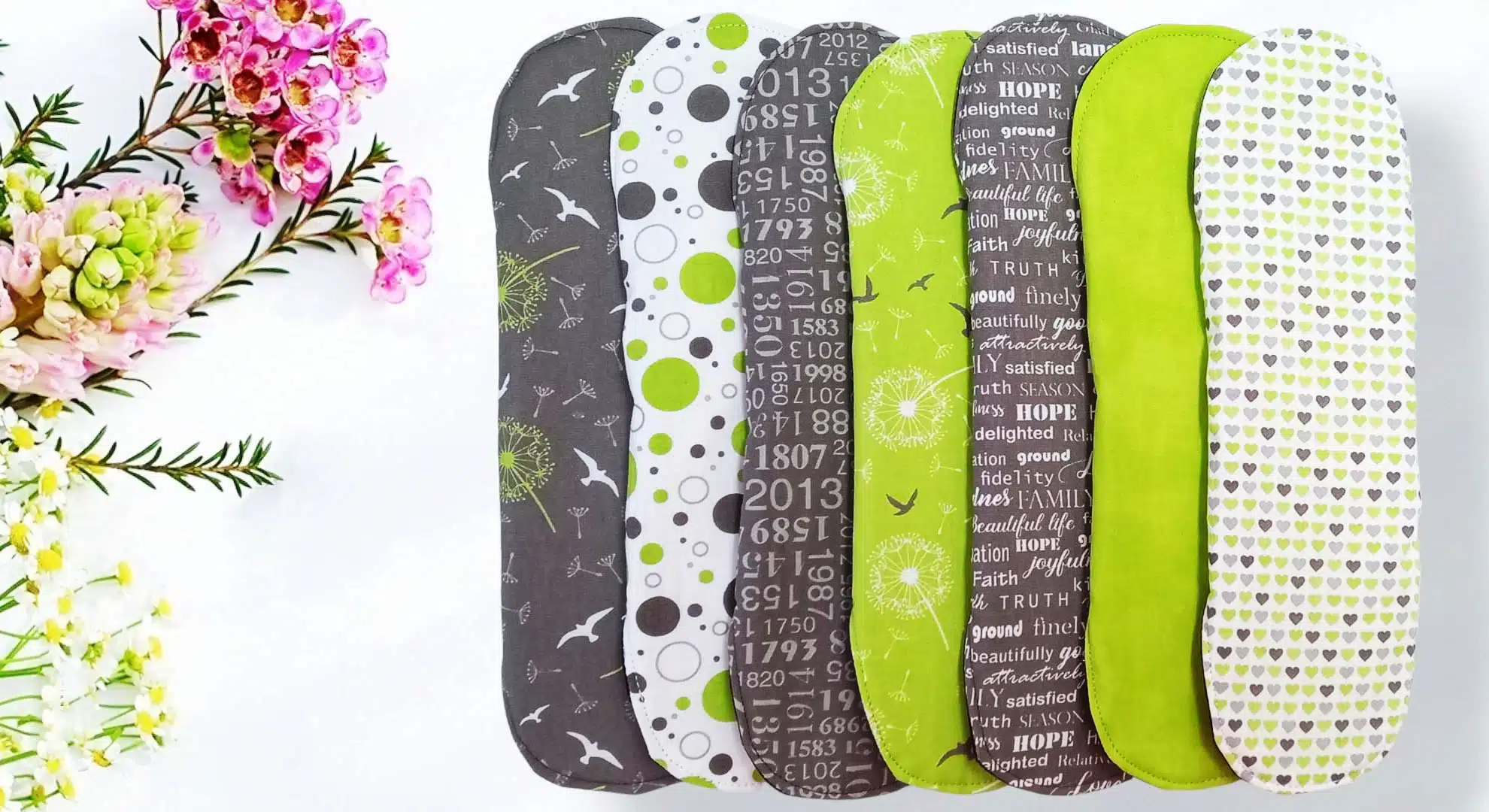 Pack 7 serviettes hygiéniques lavables PISSENLIT (xl / nuit et flux abondants) - serviettes menstruelles lavables - Zéro déchet - shl - serviettes périodiques