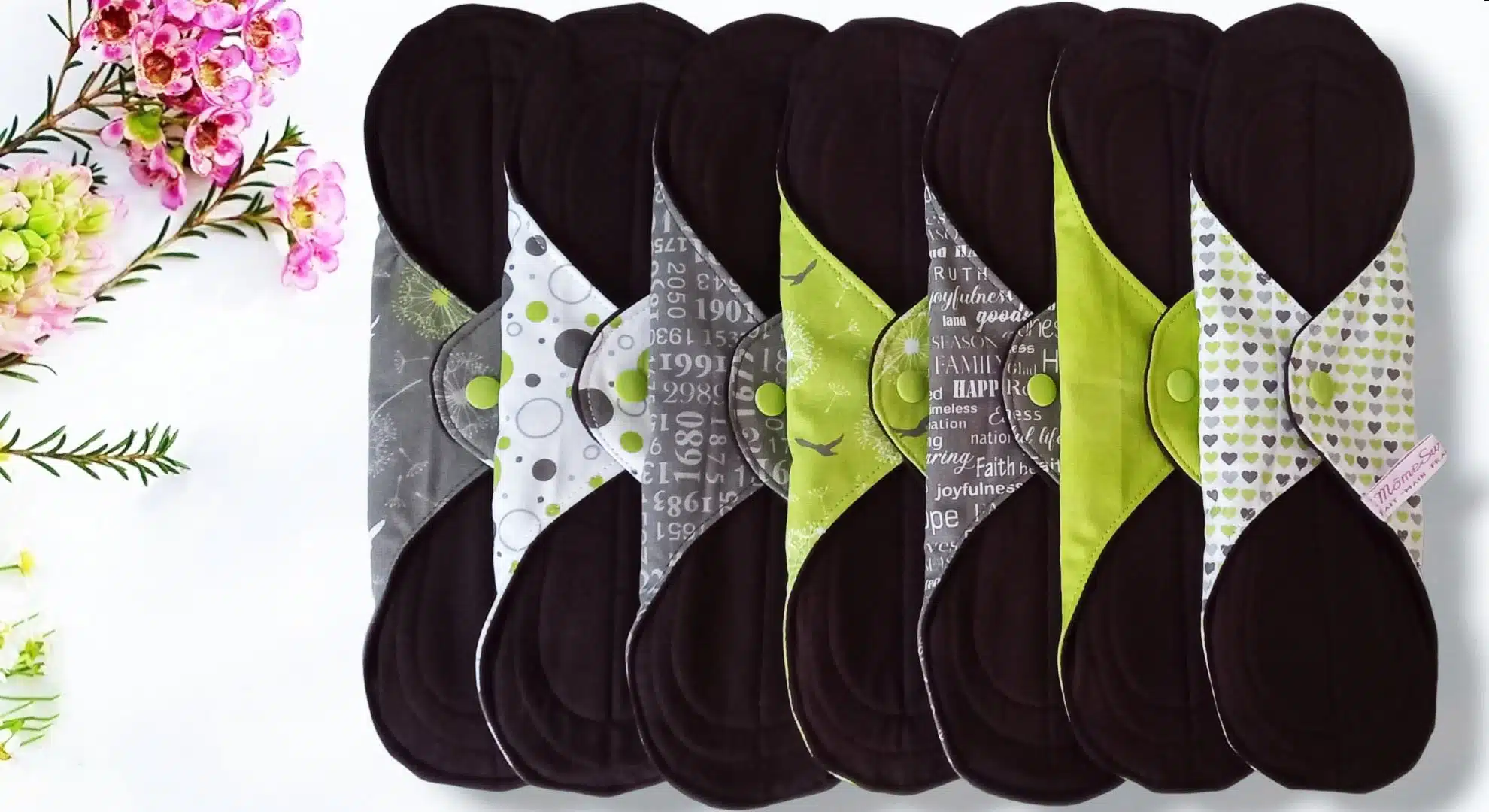 Pack 7 serviettes hygiéniques lavables PISSENLIT (xl / nuit et flux abondants) - serviettes menstruelles lavables - Zéro déchet - shl - serviettes périodiques