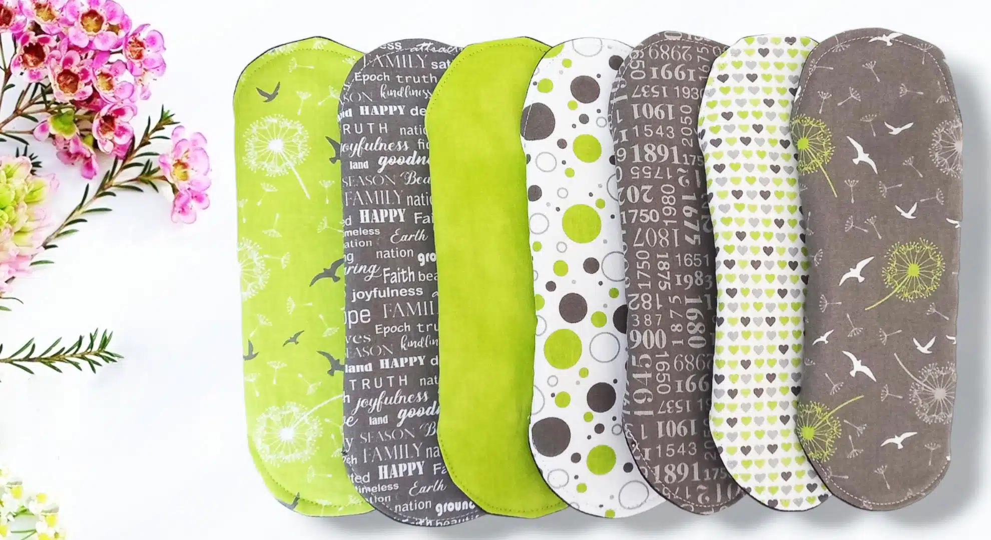 Pack 7 serviettes hygiéniques lavables PISSENLIT (M/ Flux normaux à moyens) - serviettes menstruelles lavables - serviettes menstruelles lavables - Zéro déchet - shl - serviettes périodiques