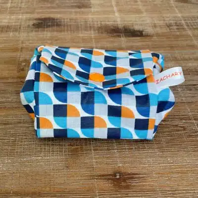 Pochette à savon imperméable motifs vintage bleus et orange