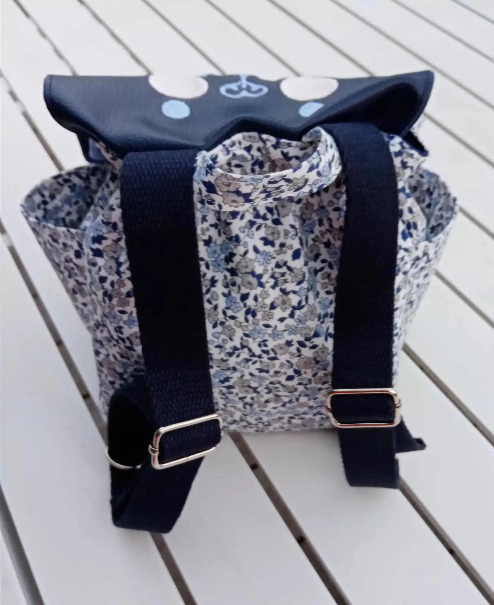 Sac à dos crèche/maternelle Fleurs bleues – Image 2