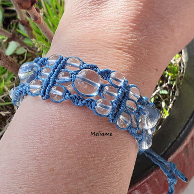 Bracelet en micromacramé Camilla avec perles naturelles Cristal de Roche