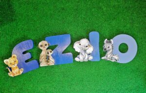 Lettres en bois animaux safari prénom bébé