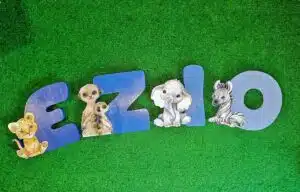 Lettres en bois animaux safari prénom bébé