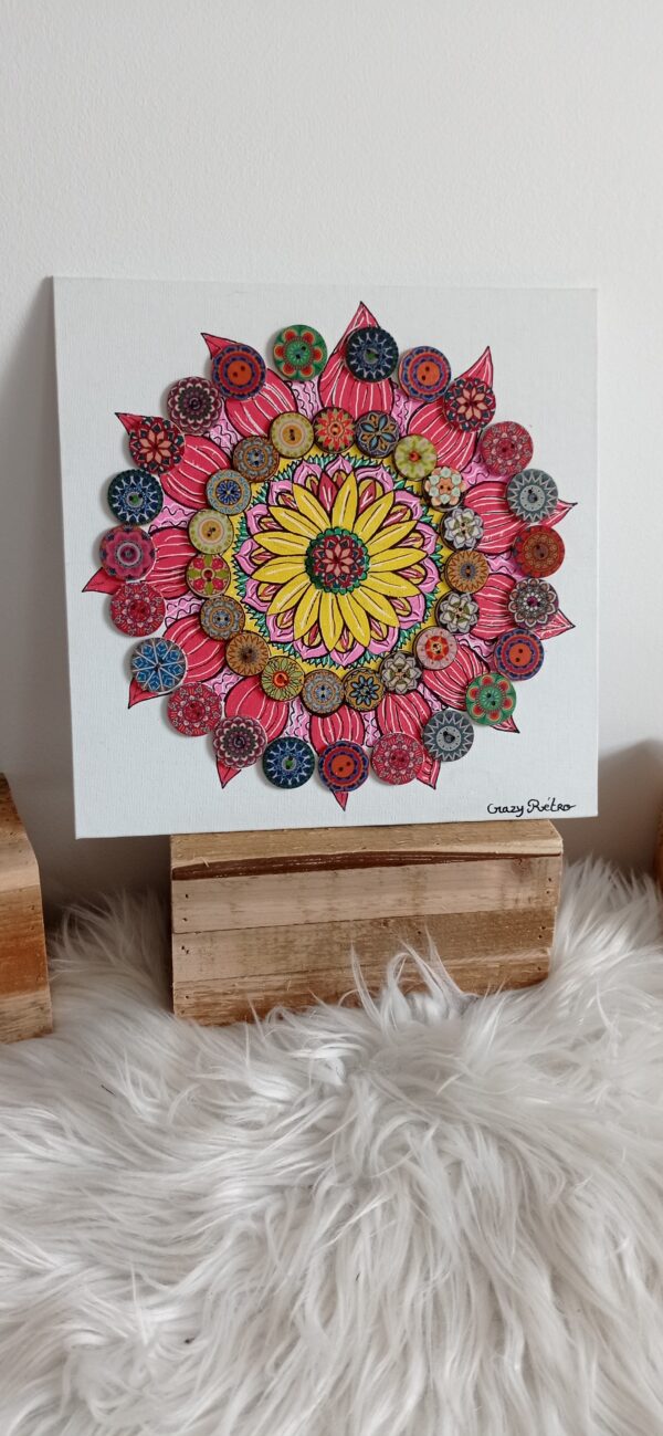 toile mandala rouge et rose