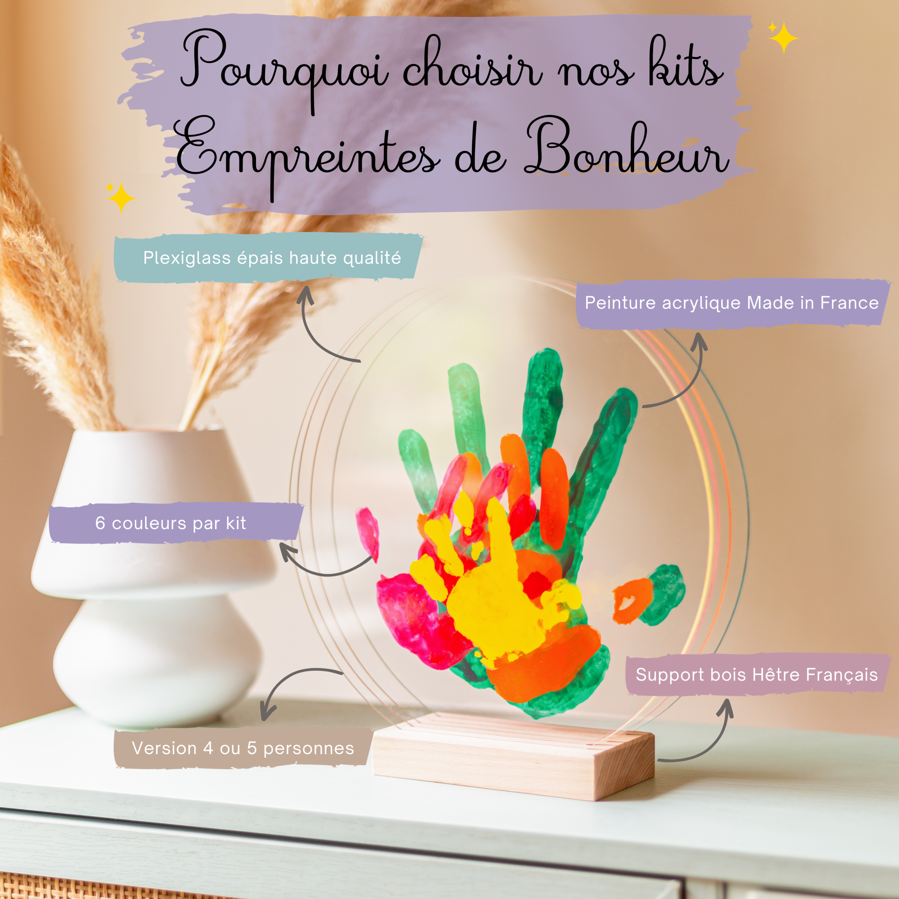 Patrocle Empreintes de Bonheur - Kit Empreinte Famille de 4 Nacré