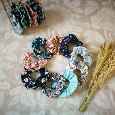 Chouchou en coton OekoTex à motifs fleuris