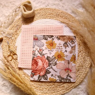 Essuie tout / serviette lavable coton à motif fleuri - Lot de 2