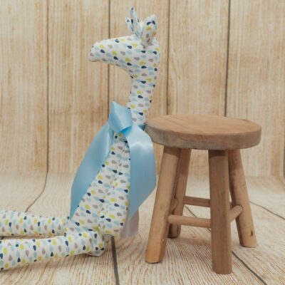 GIRAFE TILDA bleu articulée en tissu fait main décoration animaux habillés