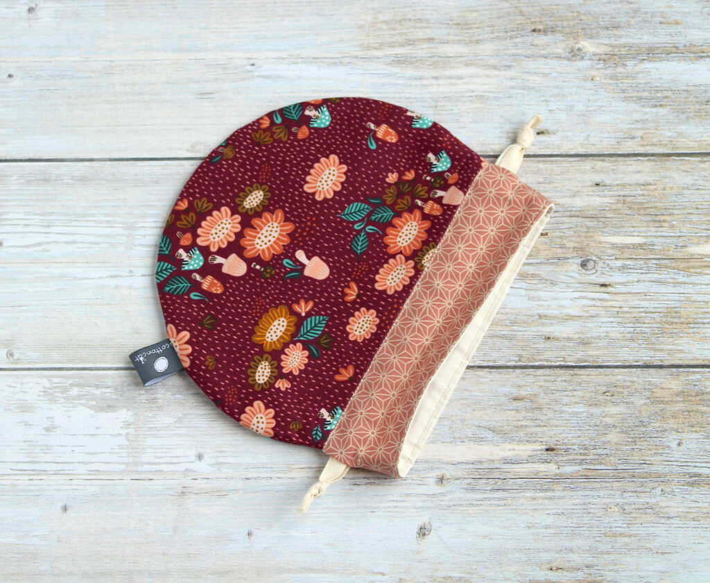 Pochette Ronde Traidcraft Bordeaux - Fleurs Brodées Main - Équitable & Éco