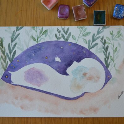 Reproduction d'une échographie de bébé à l'aquarelle