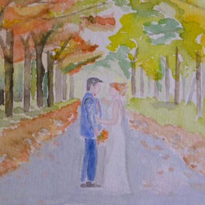 Des mariés à l'aquarelle