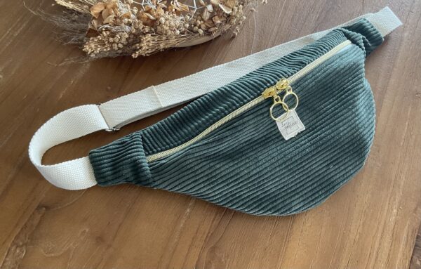 Sac banane velours côtelé vert kaki