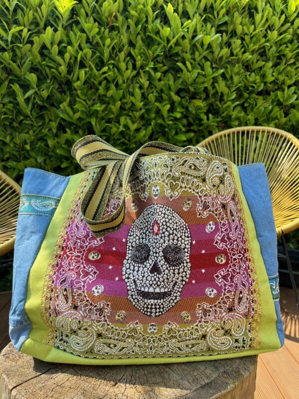 SAC CABAS "BEACH" VERT POMME - LEELOA - FAIT MAIN