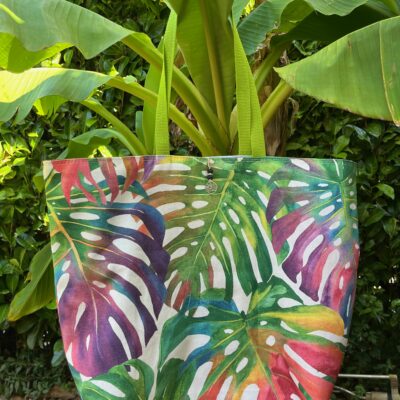 SAC TOTE-BAG TROPICAL VERT - LEELOA - FAIT MAIN