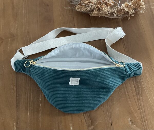 Sac banane velours côtelé vert sapin