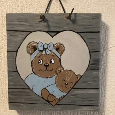 tableau en bois les oursons personnalisable par un prénom