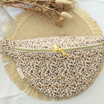 sac banane léopard matelassé, double poche intérieur