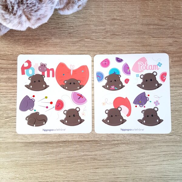 stickers hippopotame la couture de Potam Hippopo sur le trone