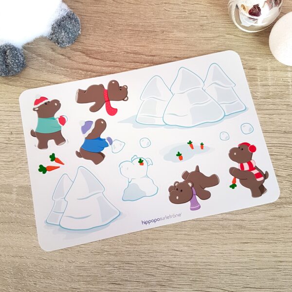 stickers hippopotame le noel de Potam dans la neige Hippopo sur le trone