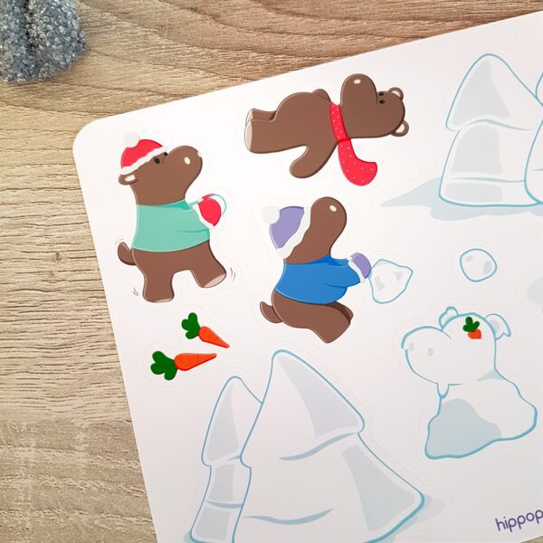 stickers hippopotame le noel de Potam dans la neige Hippopo sur le trone