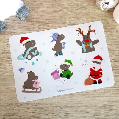 stickers hippopotame le noel de Potam Hippopo sur le trone