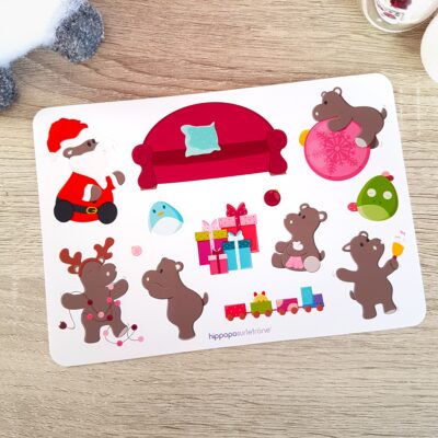 stickers hippopotame l'arrivée du père noel de Potam Hippopo sur le trone