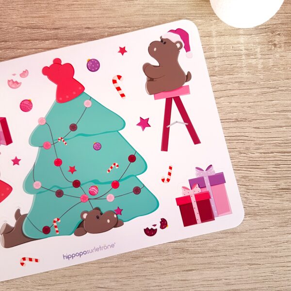 stickers hippopotame le sapin de noel de Potam Hippopo sur le trone