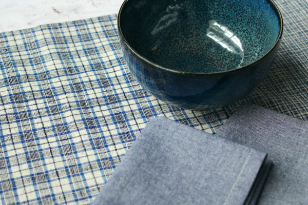 lot de 4 serviettes de table en coton bleu
