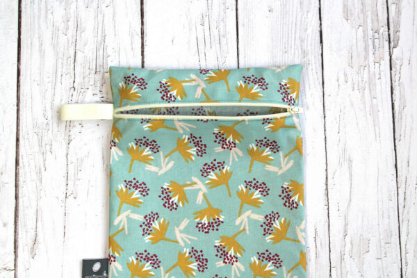 pochette coton enduit motif fleurs avec zip