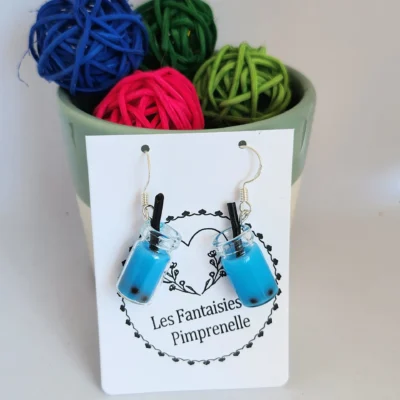 Boucles d'oreilles verre bleu