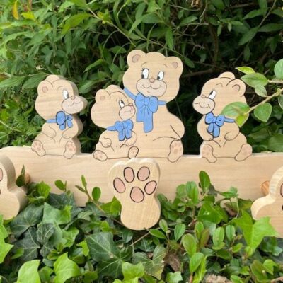 porte-manteau oursons en bois massif